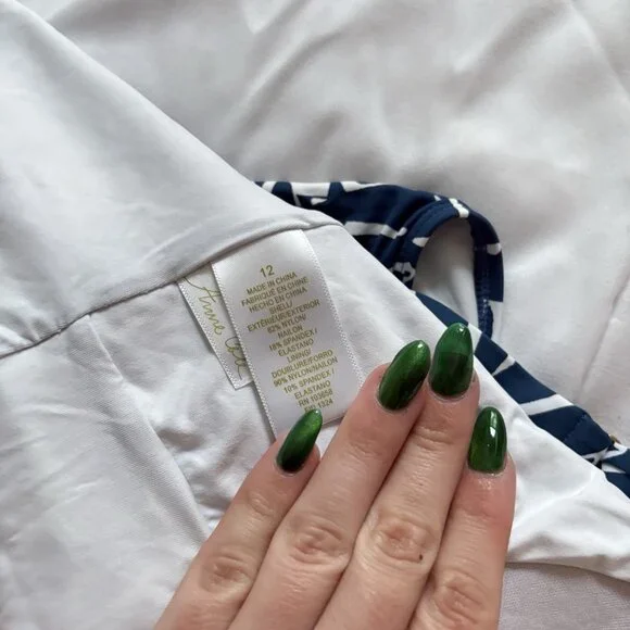 Anne Cole Swimwear Swimsuit One Piece Womens Size 12 Blue Tropical Beach Summer - Picture 7 of 7